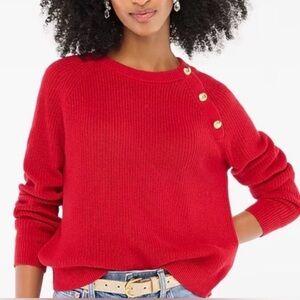 J. Crew Factory Red Sweater with Gold Buttons